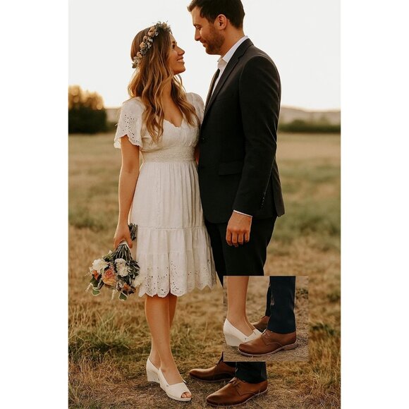 Toms Ivory Grosgrain Wedge Wedding Collection Size 11 - Picture 1 of 11